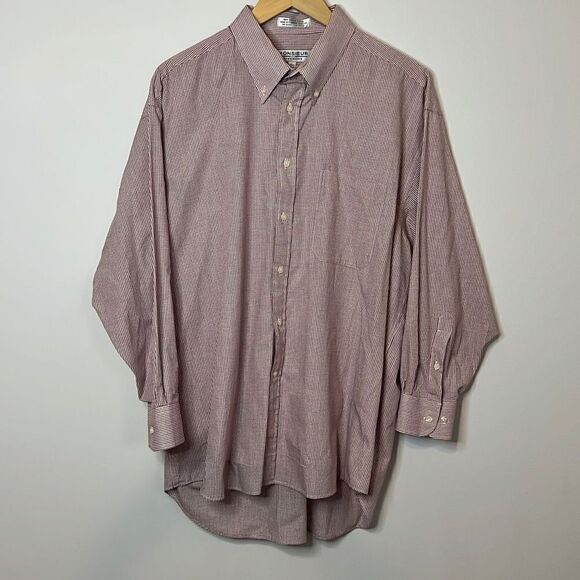 Monsieur by Givenchy Designer Mens Long Sleeve Red Plaid Dress Shirt 17.5x 32/33 - Picture 1 of 8